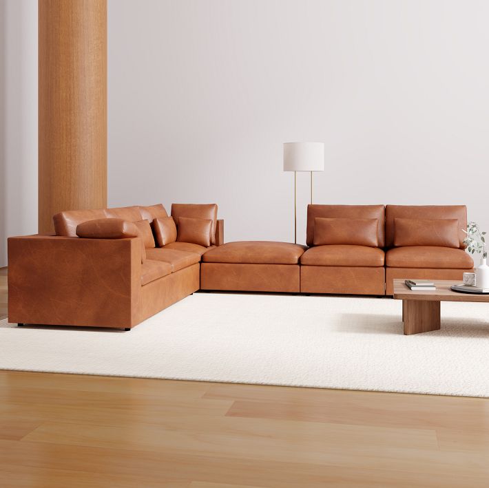 Harmony Modular Leather Sectional Sofa With Chaise West Elm