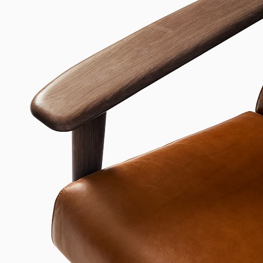 MidCentury Show Wood HighBack Leather Chair West Elm