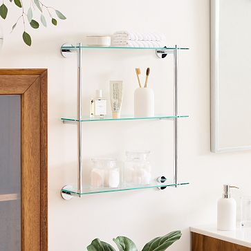 Modern Overhang Triple Glass Bathroom Shelf | West Elm