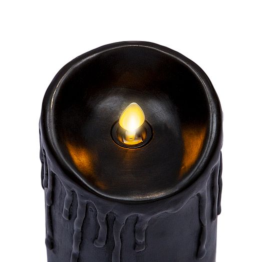 Wax Drip Flameless Pillar Candle Black West Elm