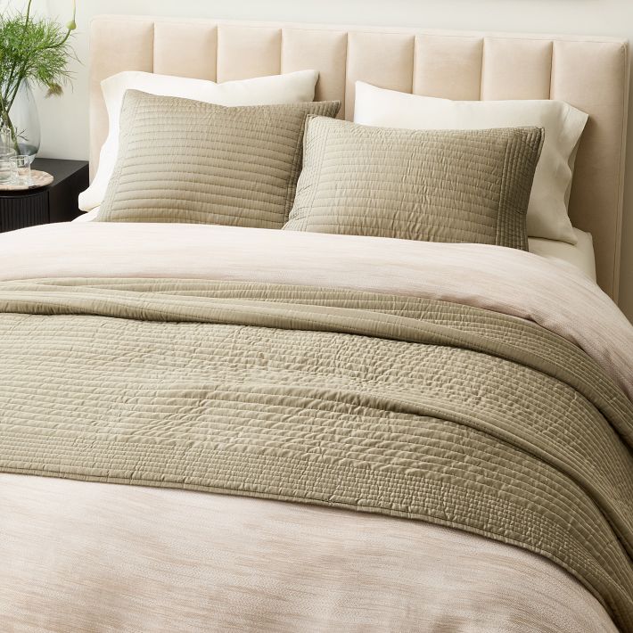 Silky TENCEL™ Pick Stitch Quilt & Shams West Elm