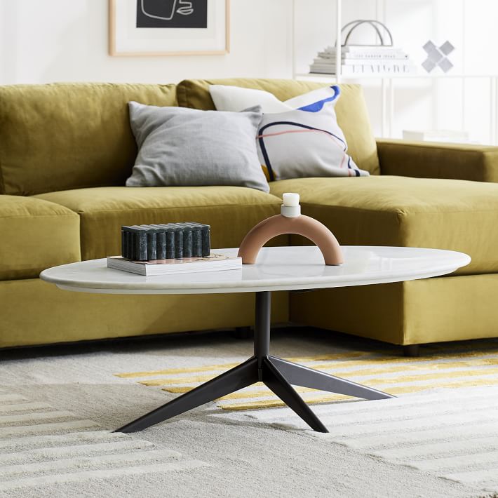 Marlow Oval Coffee Table Modern Living Room Furniture West Elm