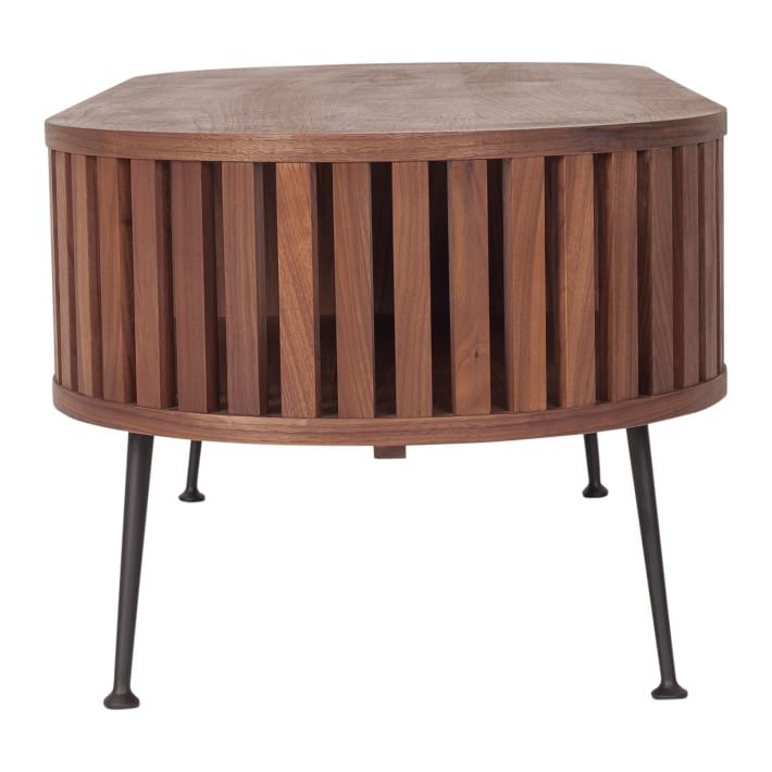 Rounded Wood Slats Oval Coffee Table | Modern Living Room Furniture ...