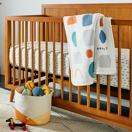 Brushstroke Dot Crib Fitted Sheet West Elm