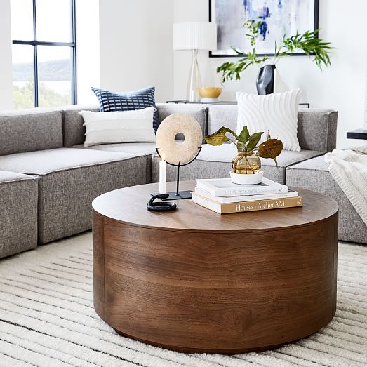 Volume Round Drum Coffee Table (36"–44") - Wood | West Elm