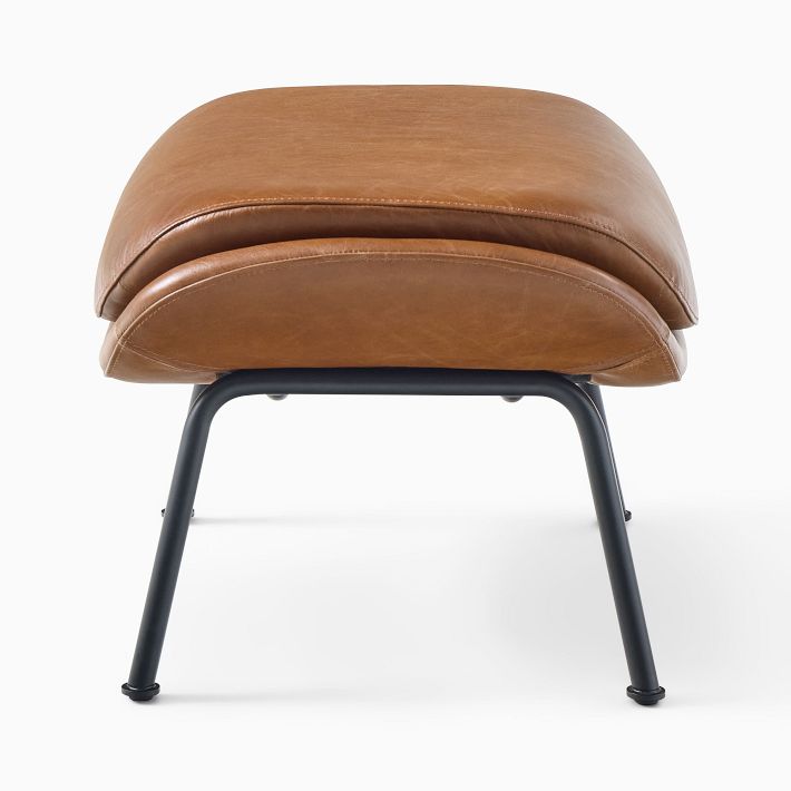 Fillmore Mid-Century Leather Ottoman | West Elm