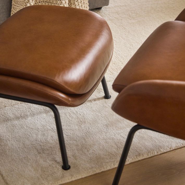 Fillmore Mid-Century Leather Ottoman | West Elm