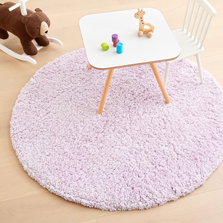 Teddy Low-Shed Shag 5' Round Kids Rug | West Elm