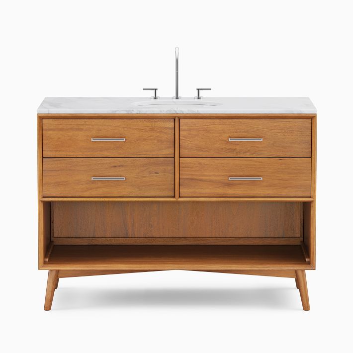 MidCentury Open Storage Single Bathroom Vanity (24"49") Acorn