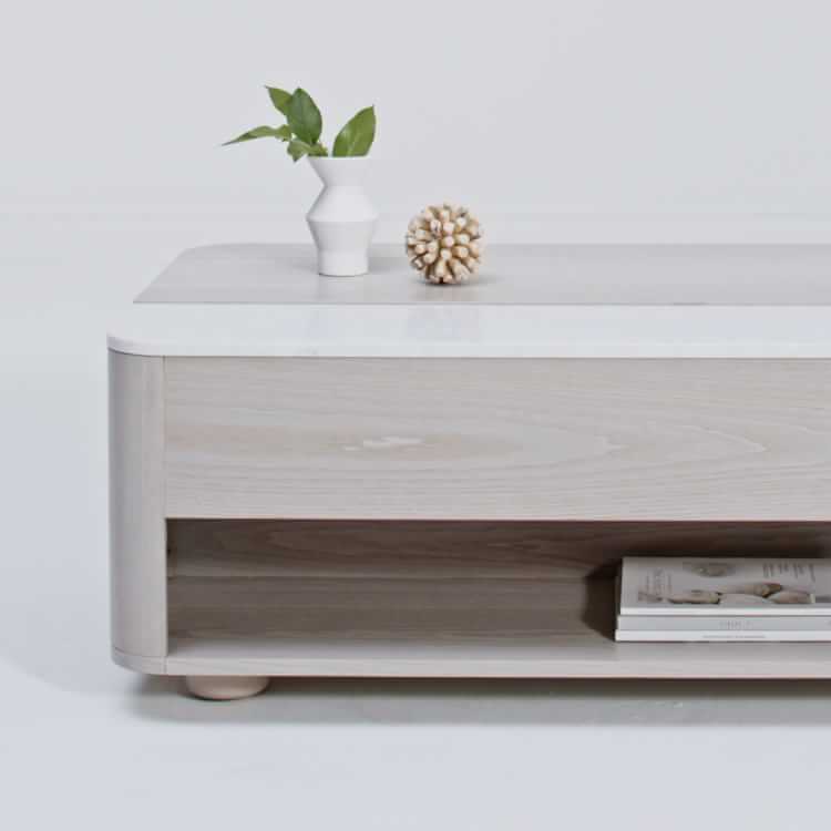 Panorama PopUp Storage Coffee Table Feather Gray Modern Living