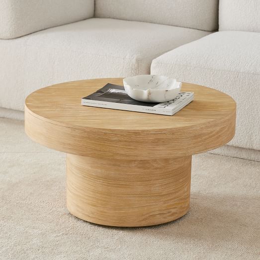 Volume Round Pedestal Coffee Table Wood Modern Living Room