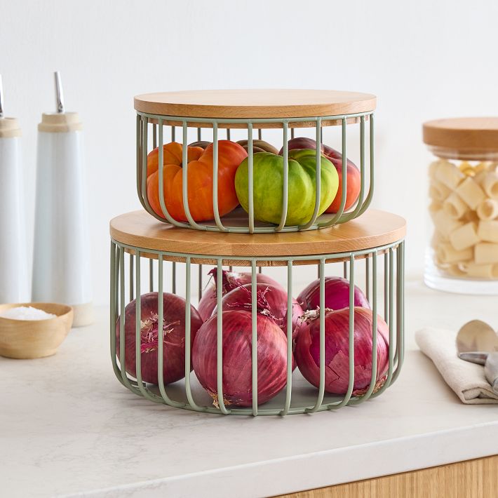 Wooden Fruit Basket, Olive Wood Basket, Vegetable Storage, Pantry  Organization, Kitchen Decor 