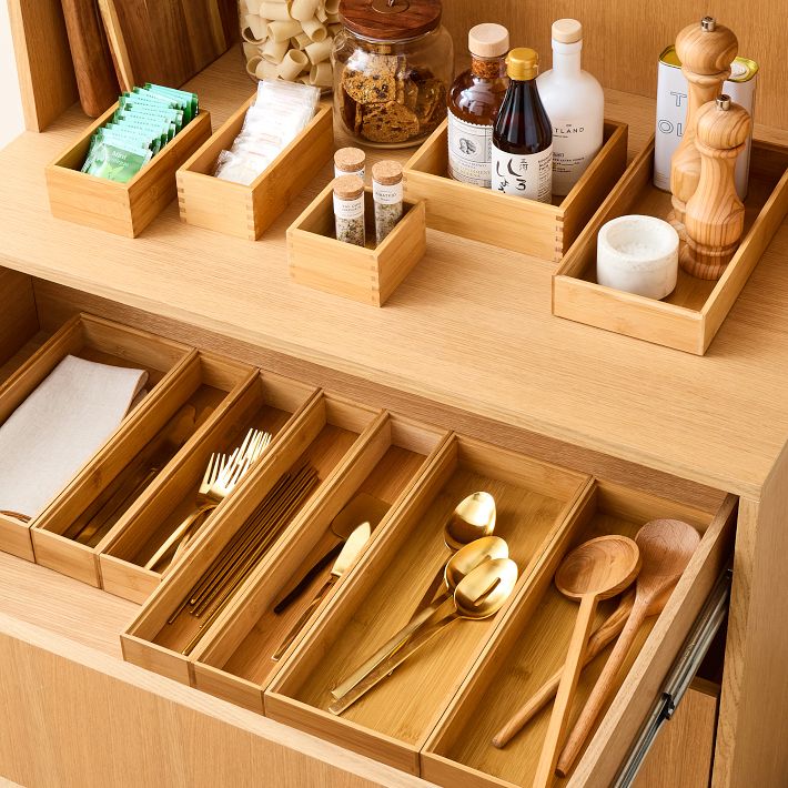 mDesign Bamboo Drawer Organizers (Set of 2)