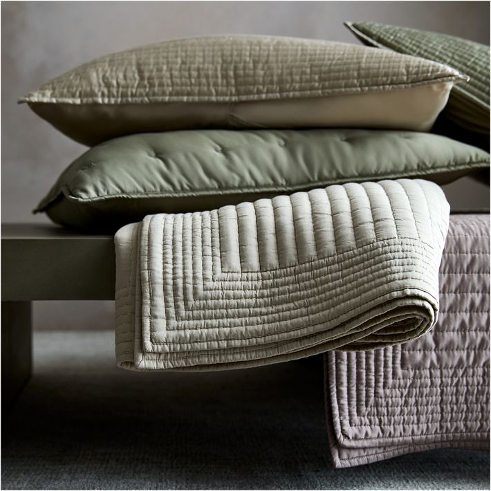 Silky TENCEL™ Pick Stitch Quilt & Shams West Elm