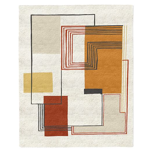 Abstract Lines Wool Rug West Elm