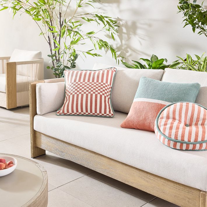 Pop Stripe Indoor/Outdoor Round Pillow | West Elm