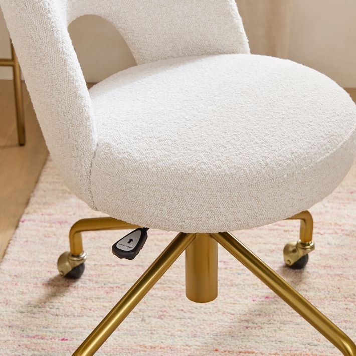 Chunky Boucle Ivory Andie Swivel Desk Chair