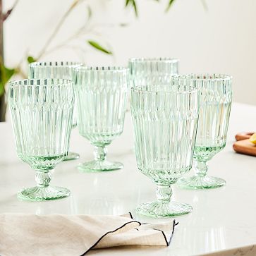 Textured Stemmed Stylish and Unique Wine Glasses Blue Set of 6, Cocktail  Glasses