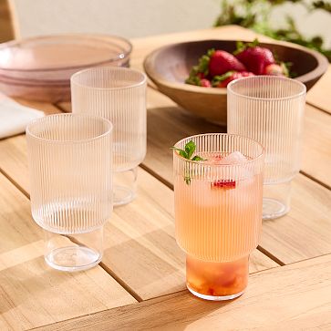 Fluted Acrylic Tall Drinking Glass Sets