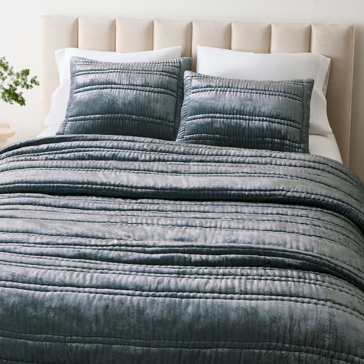 Lush Velvet Linear Comforter & Shams West Elm