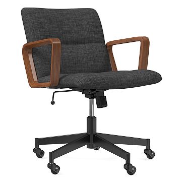 Cream Boucle Swivel Office Chair with Arms - Lulu - Furniture123