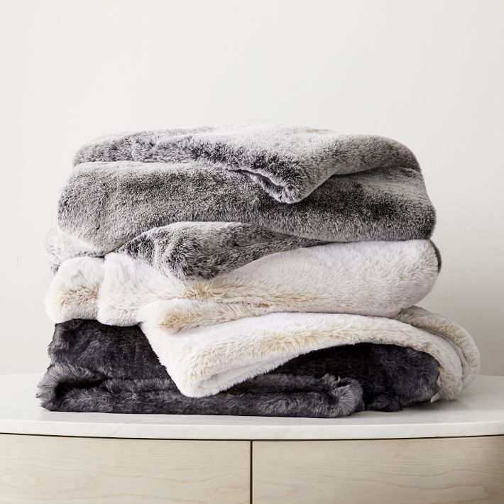 Faux Fur Chinchilla Throw West Elm