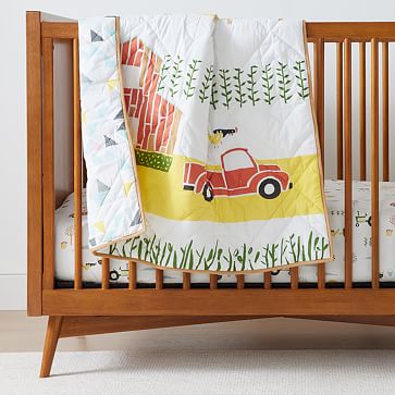 Old Truck Farm Crib Fitted Sheet | West Elm