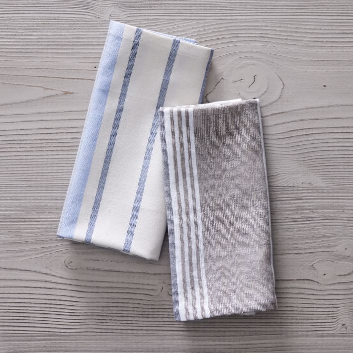 Striped Linen Tea Towel Set of 2