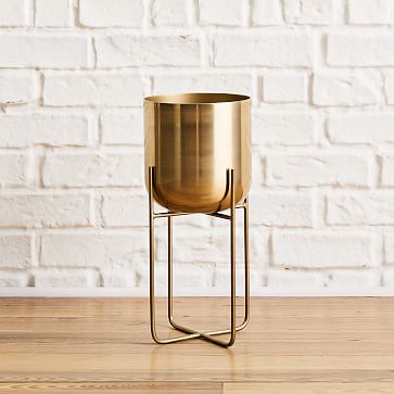 Spun Metal Standing Planters | West Elm