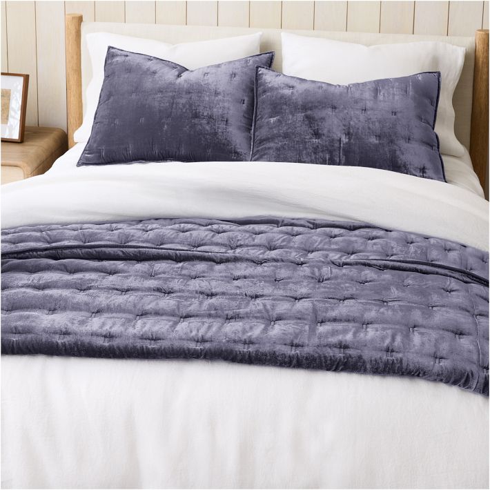 Lush Velvet Tack Stitch Quilt & Shams | West Elm