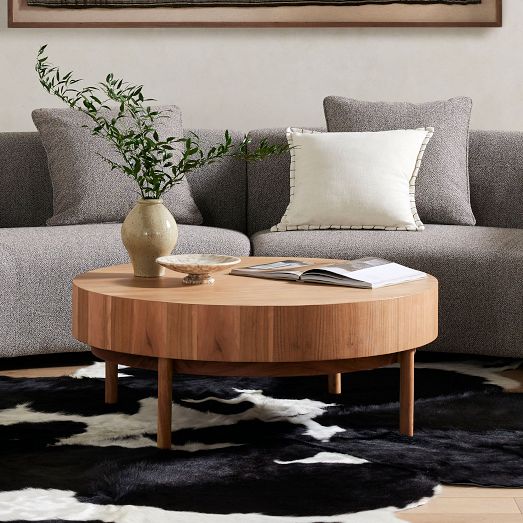 Wood Drum Round Coffee Table (42") West Elm