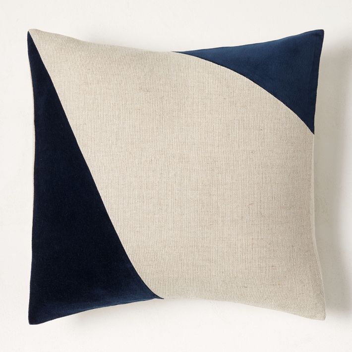 Cotton Linen & Velvet Corners Pillow Cover West Elm