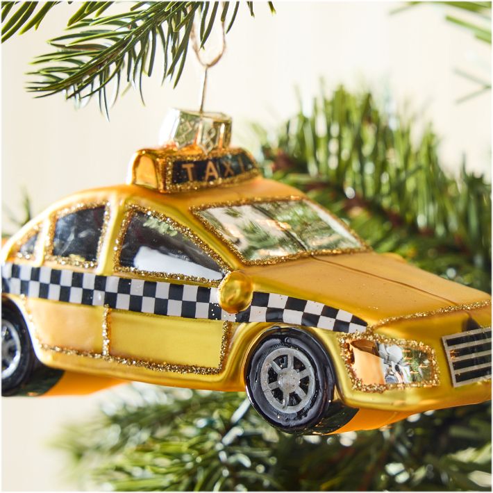 Glass Taxi Ornament West Elm