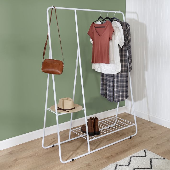 Clothing Rack w Shelves Hanging Bar West Elm