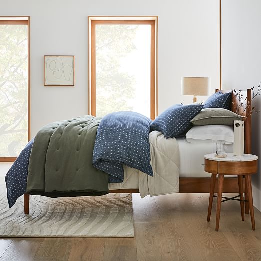 Organic Flannel Herringbone Coverlet & Shams | West Elm