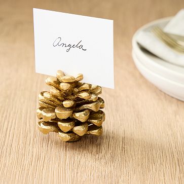 Forest Shine Metal Pinecone Placecard Holders