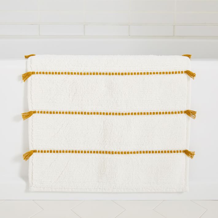 Organic Tassel Stripe Bath Mat West Elm