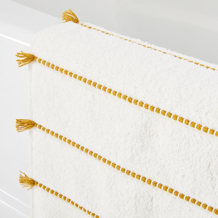 Organic Tassel Stripe Bath Mat West Elm