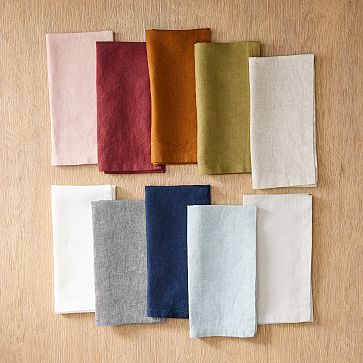 White Linen Napkin Set of 4, 6, 10, Washed Cloth Napkins, Handmade Table  Linen 