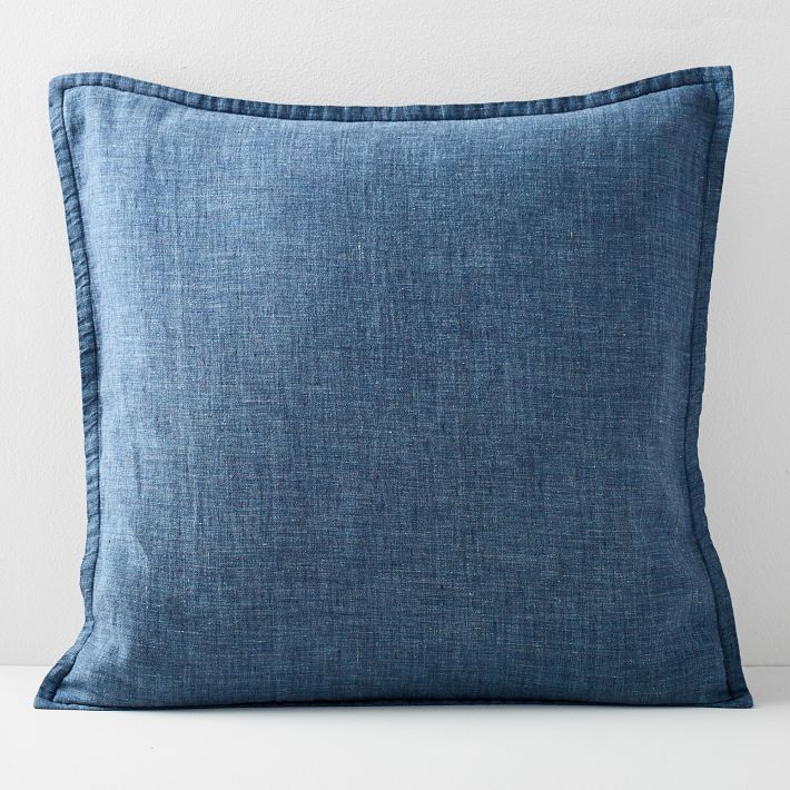 Dusty blue pillow, linen bedding, throw pillow, linen sham, oxford pillow,  linen pillow co…