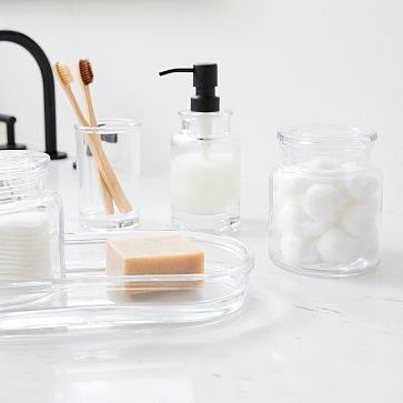 Green Glass Bathroom Storage Jar