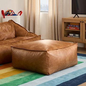 Vegan Leather Lounger Ottoman West Elm