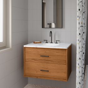 Mid Century Modern Small Floating Wall Cabinet, Bathroom Floating