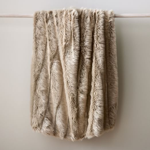 Channeled Faux Fur Throw West Elm