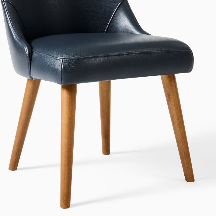 Mid-Century Leather Dining Chair - Wood Legs | West Elm