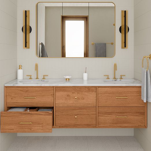 Mid-Century Floating Double Bathroom Vanity (63"–72") | West Elm