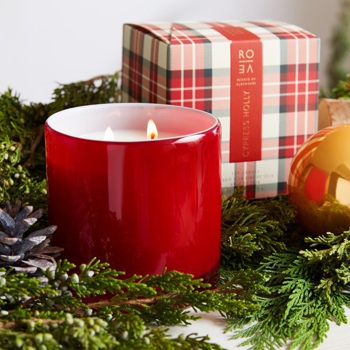 Rove Red Plaid Candle Cypress Holly West Elm