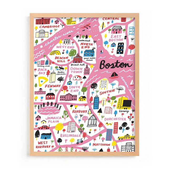 I Love Boston Framed Wall Art by Minted for West Elm Kids West Elm