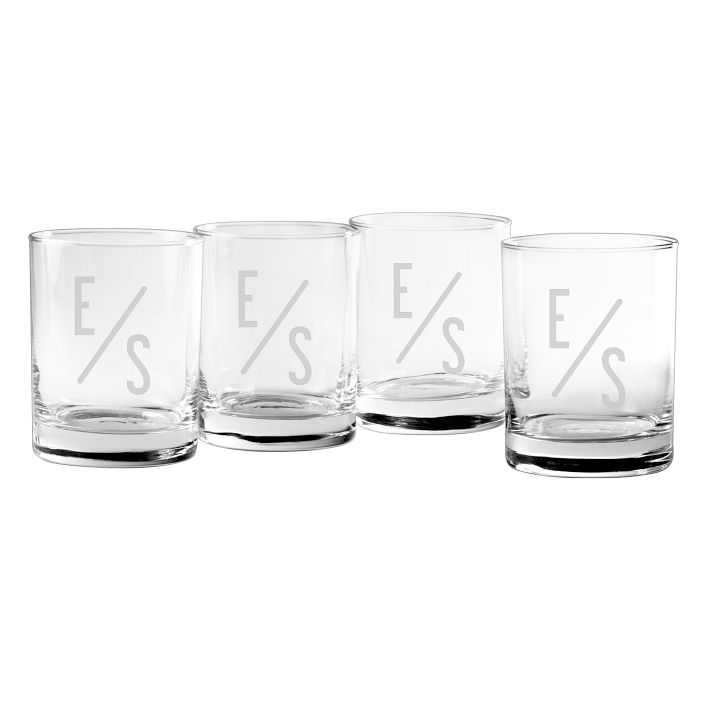 Set of 4 Personalized Wine Glasses With Hand Cut Monogram