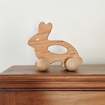 wooden bunny push toy